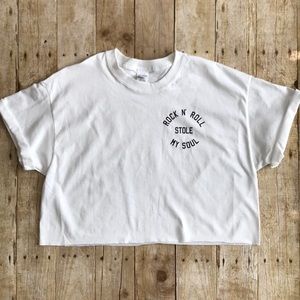 Rock N’ Roll Stole My Soul Crop Tee